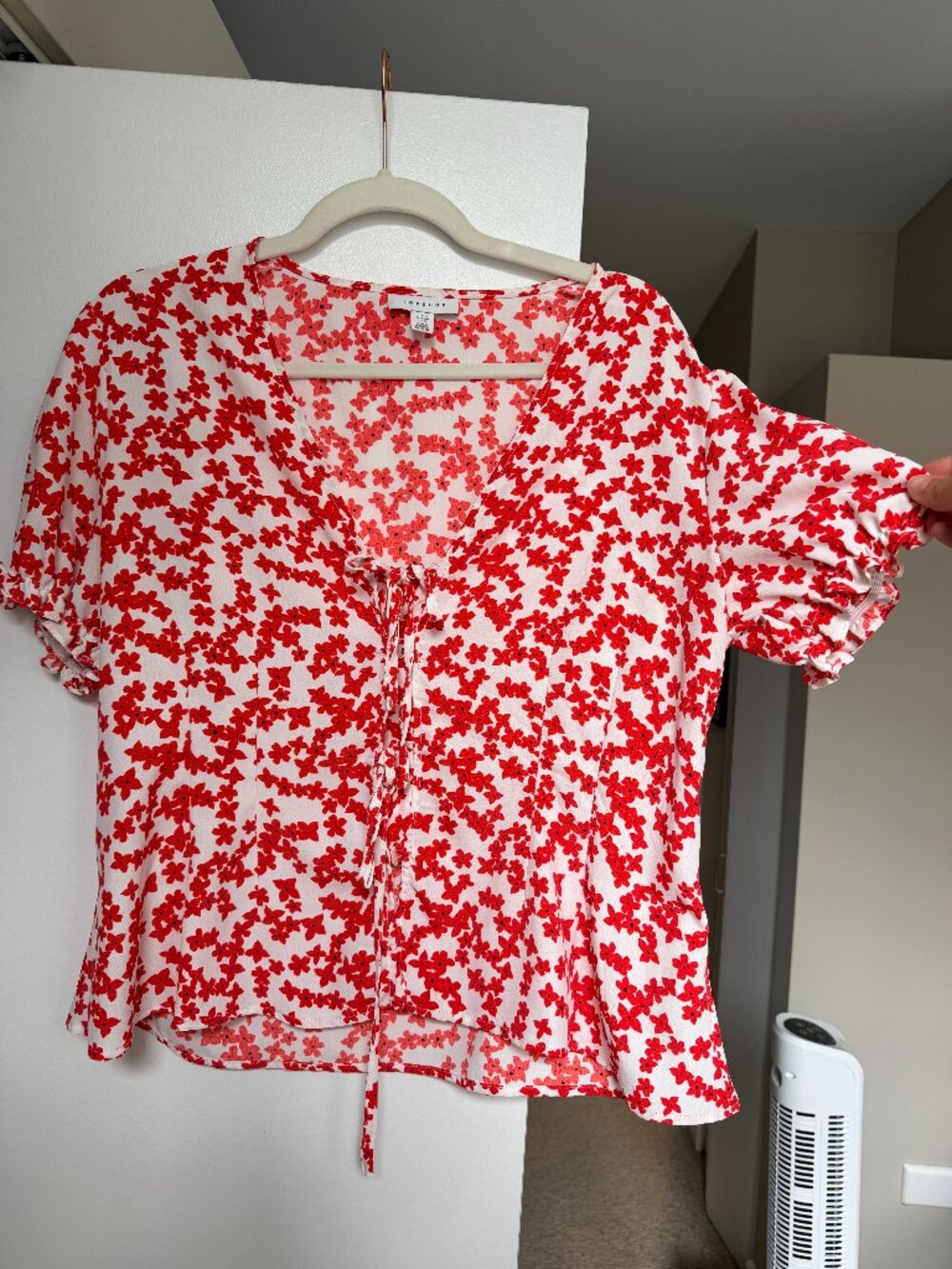 Topshop Floral Print Tie Front Top